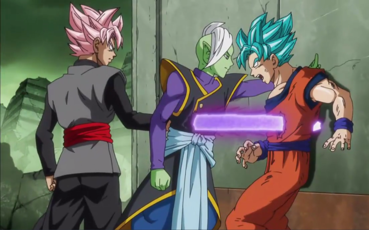 Goku got stabbed by Goku Black’s energy sword with apparently no way to esc...